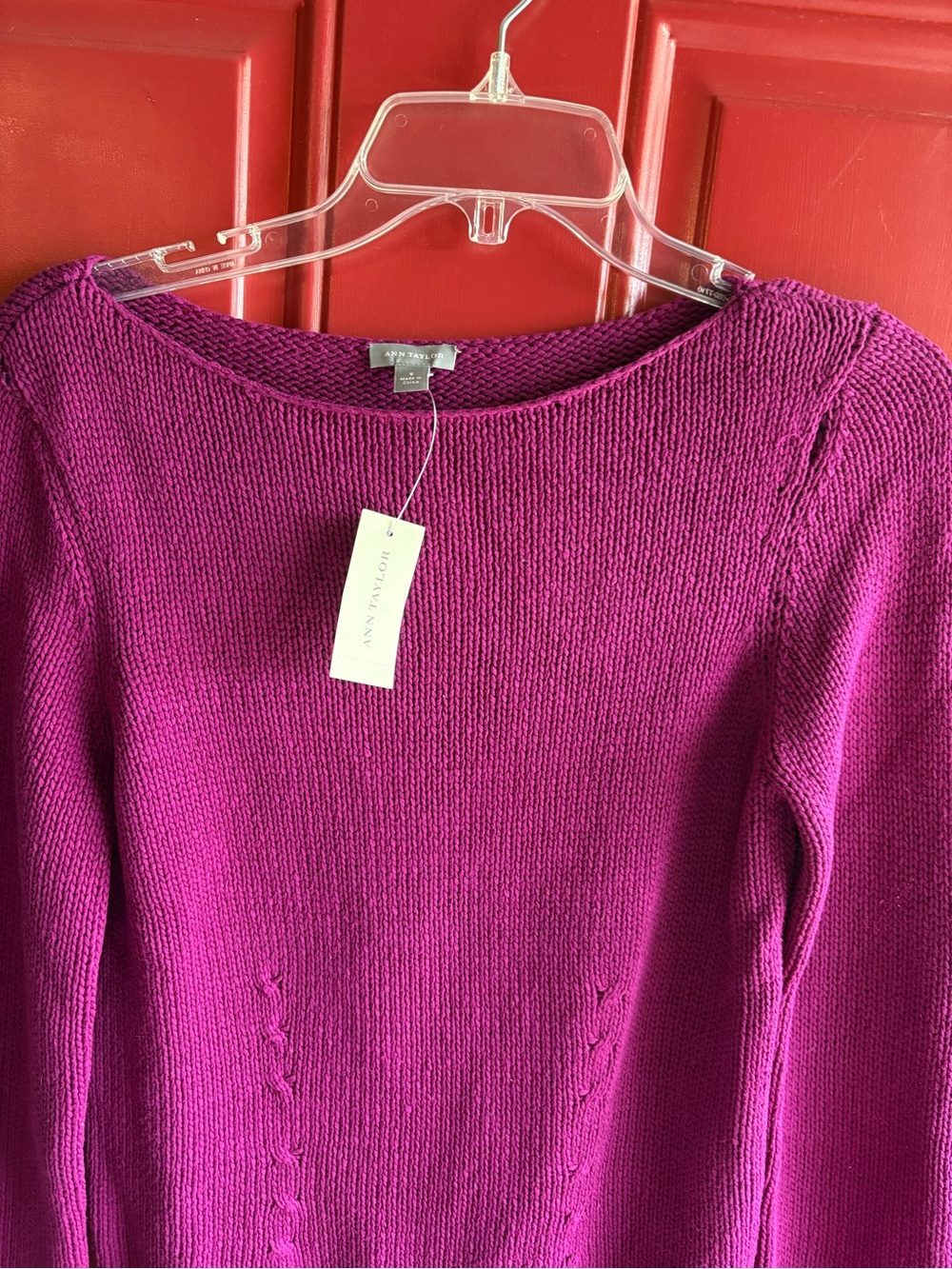 Ann Taylor Magenta Crewneck Knit Sweater - Picture 4 of 6